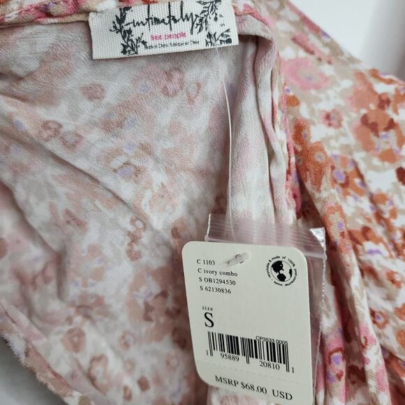 Free People Siren Song Bodysuit in Ivory Pink Floral Combo NWT - Picture 6 of 11